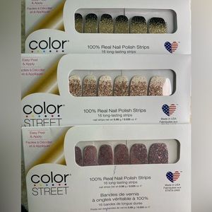 Color Street Nail Strips, Glitter Party Bundle of 3